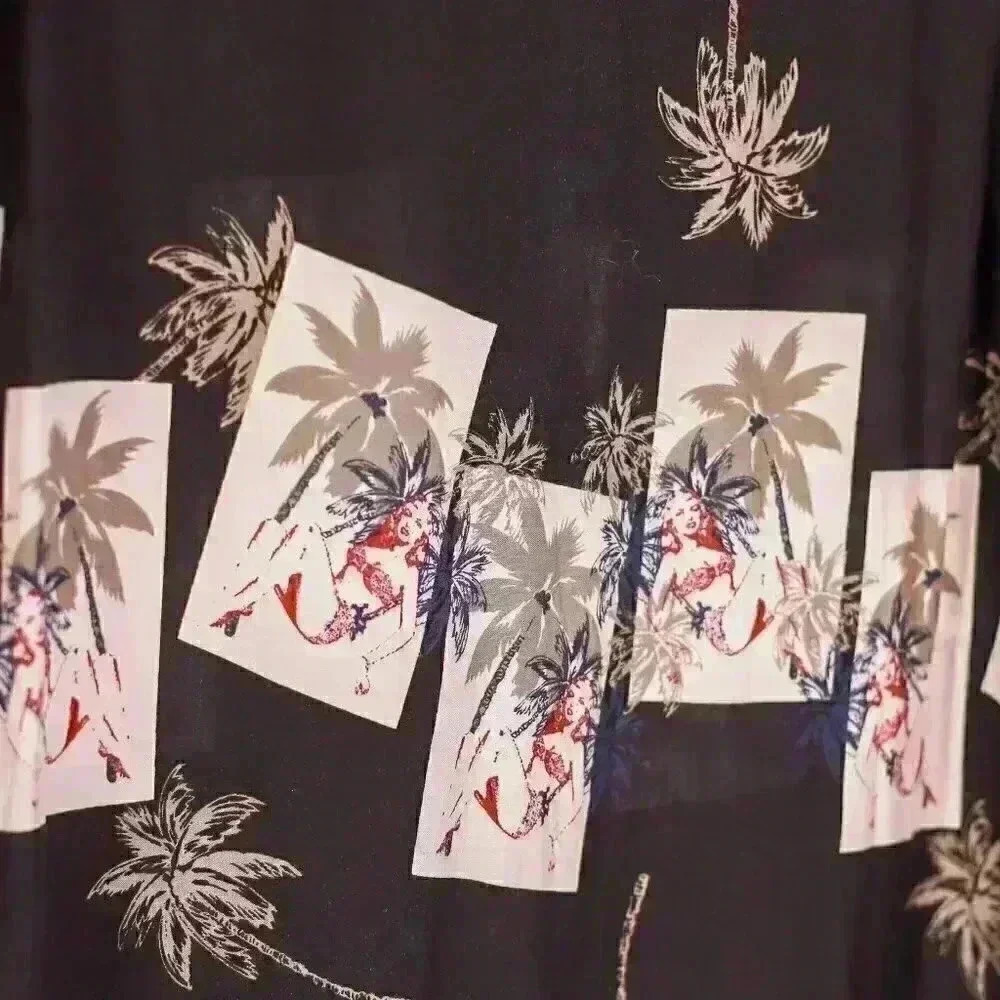 Imprints Size L Black Hawaiian shirt pinup hidden art; art to wear button down - Picture 13 of 15